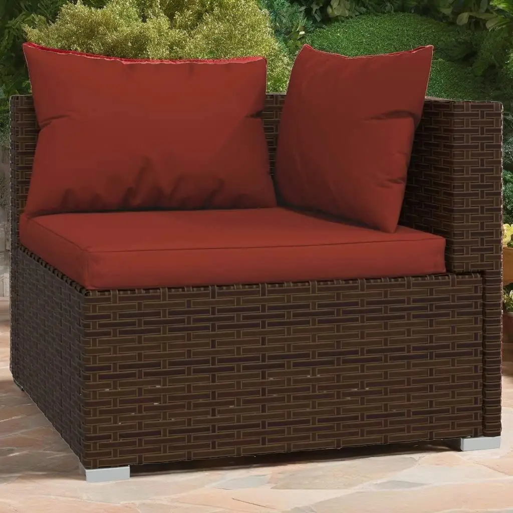 10-Piece Brown Poly Rattan Patio Lounge Set with Cushions - Outdoor Furniture for Garden & Balcony