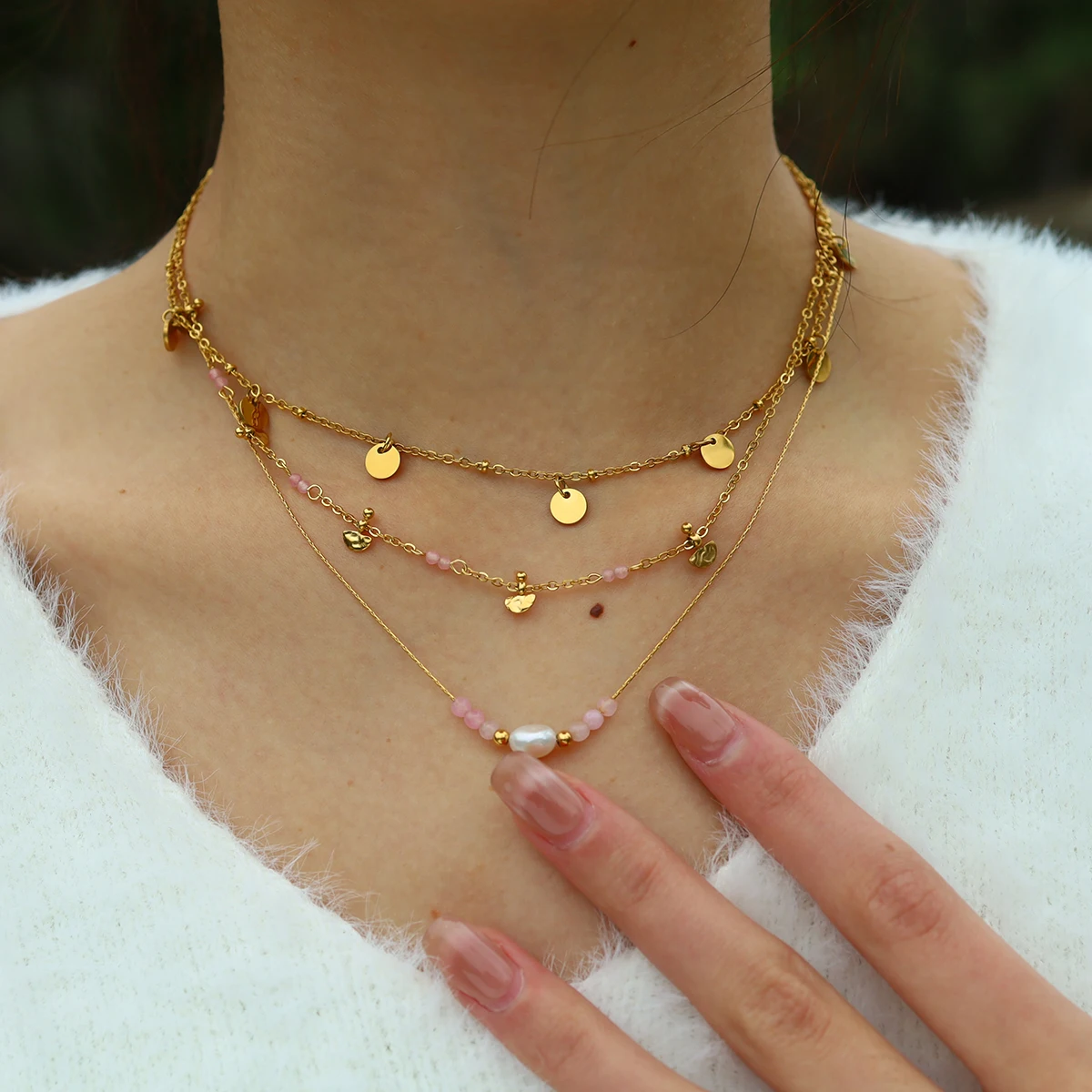 WILD & FREE Wykwintne Charms naszyjniki ze stali nierdzewnej dla kobiet 18K pozłacane Vintage Chic Choker wodoodporna biżuteria