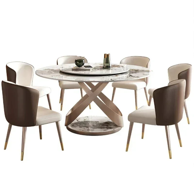 

Nordic Luxury Dining Tables Round Simple Design Slate Bedside Table Modern Metal Kitchen Furniture