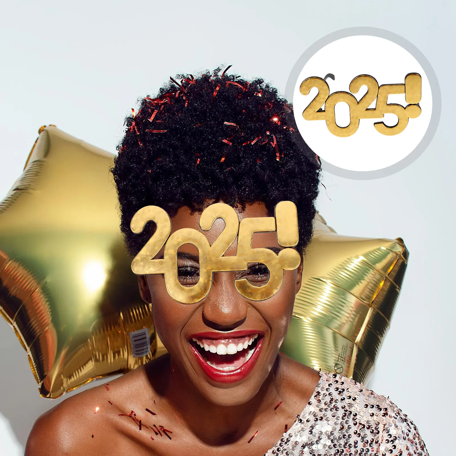 

Funny Glasses 2025 Party Eyewear Eyeglasses Celebration Graduation New Year Photo Props Decorations Glitter