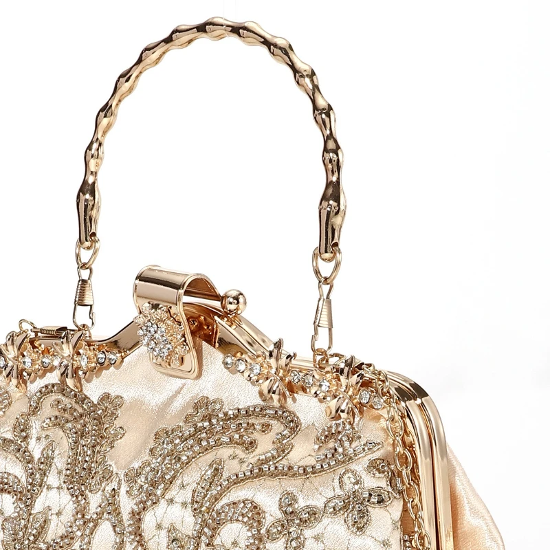 الرجعية الجديدة المطرزة مطرز النسيج محفظة فاخرة حقيبة يد نسائية النمط الصيني الزفاف عبر الكتف شيونغسام مساء حقيبة اليد #4