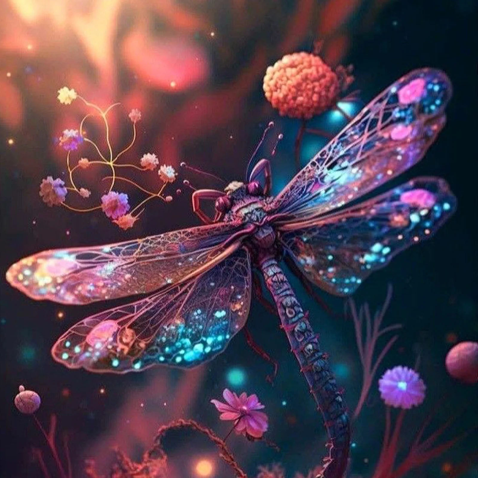 

5D dragonfly Diamond Painting Kit – Easy DIY Round Gem Art, Engaging Craft, 40 * 40cm/15.75 * 15.75in Home Decor