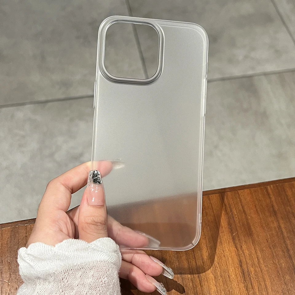 Funda ultrafina translúcida mate para iPhone 17 Air 16 15 14 Plus 13 12 11 Pro Max, plástico duro transparente, cubierta sedosa 3
