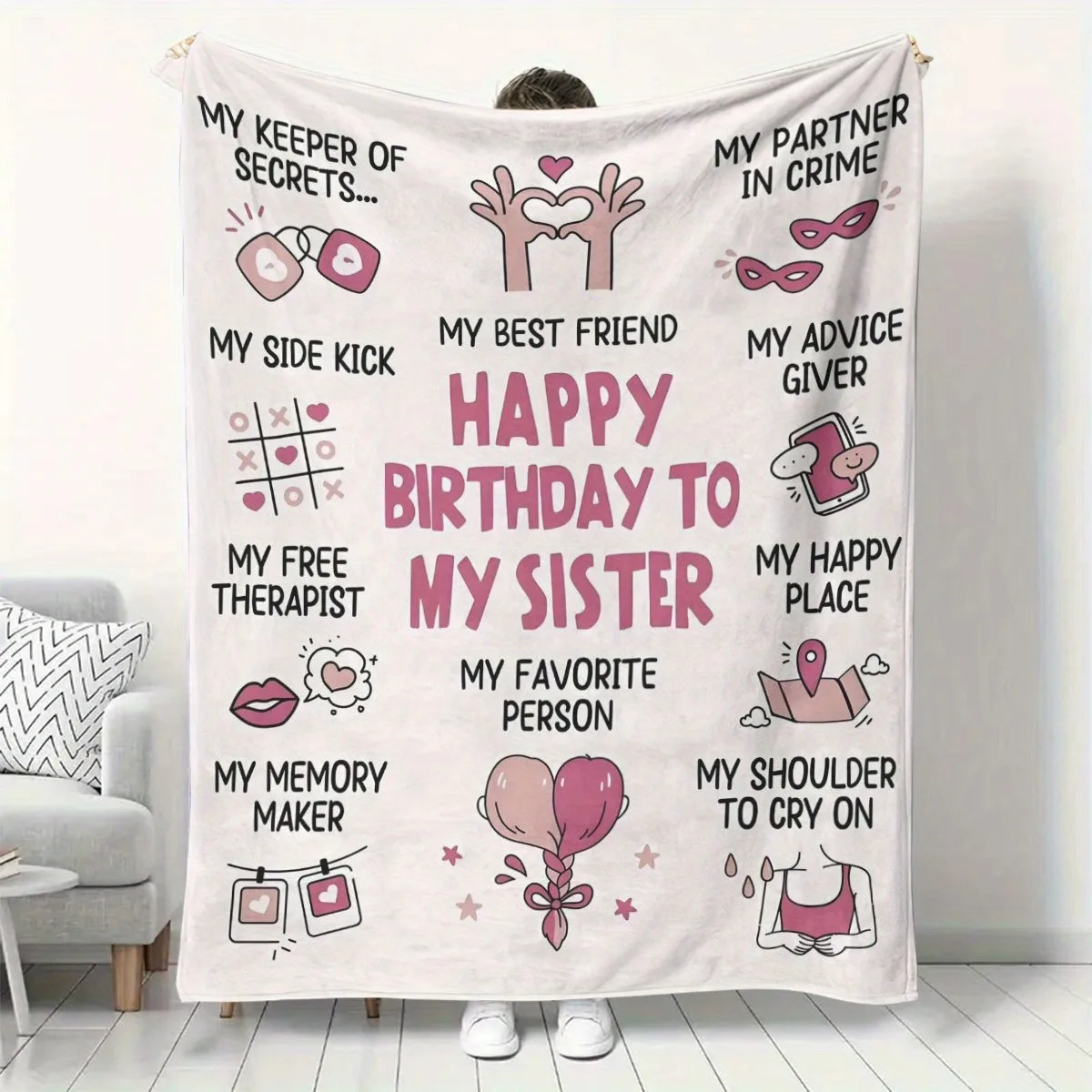 Подарок на день рождения сестры после отпечаток, забавное одеяло сестры, сестры на день рождения, подарок на день рождения сестры, подарок сестре