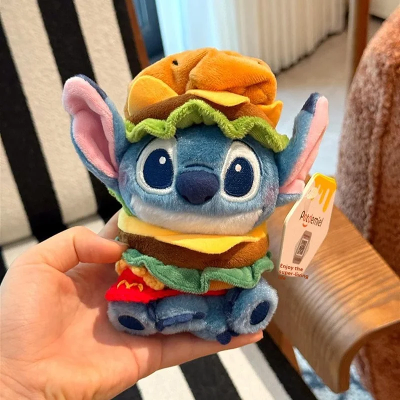 Ponto dos desenhos animados hamburgo bonito boneca de pelúcia chaveiro pingente ponto kawaii pelúcia chaveiro saco pingente meninas presente do feriado brinquedo de pelúcia