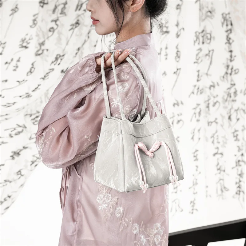 

2025 New Chinese Style Shoulder Bag Womens Tang Dynasty Inspired Handbag Artistic Crossbody Purse for Work Travel