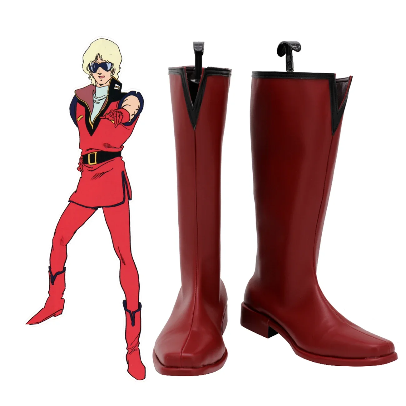 Gundam Char Aznable Cosplay Boots Red Shoes Custom Made Any Size for Unisex