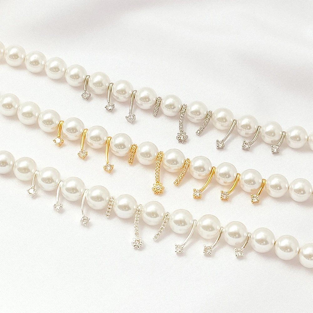 

9-piece Set Brass Coated Gold Zircon Meteor Shower Fireworks Pendant DIY Jewelry Making Necklace Bracelet Accessories Materials