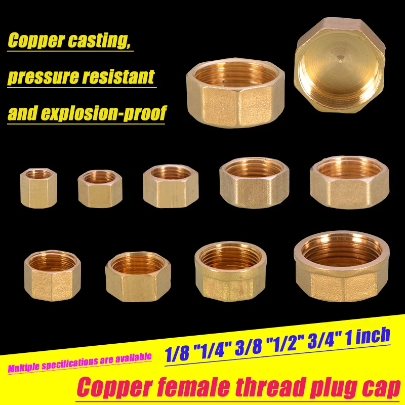 

G1"1/4"1/8"3/8"1/2"3/4" BSP Female Threaded Brass Pipe Hex Head Brass Stopper End Cap Plug Plumbing Fitting Connector Adapter