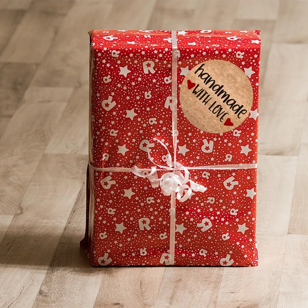 500pcs Round Natural Kraft Handmade Stickers Scrapbooking for Package Adhesive Label Thank You Sticker Sealing Labels Stationery