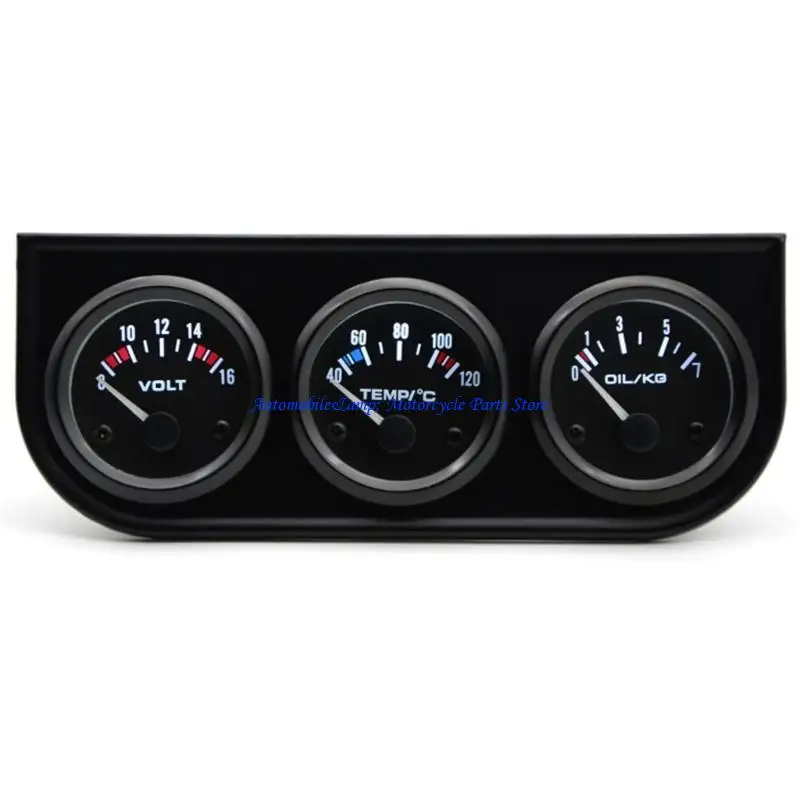 

H7BD Durability ABS Triple Gauge Set For 12V 24V Car Water Temp Oil Pressure