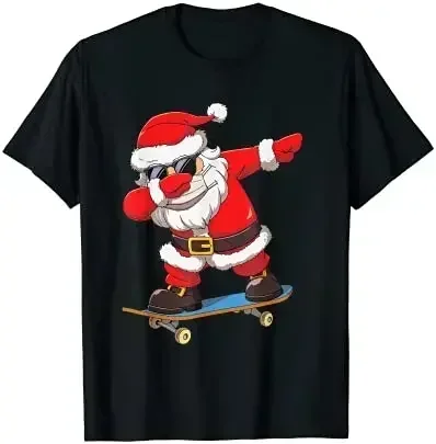 Dabbing Santa Claus Kids Boys Skate Skateboard Christmas T-Shirt