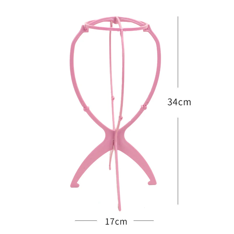 Foldable Wig Holder Hat Display Bracket Pink Plastic Wig Stand For Displaying/Drying Hat Wigs Travel Portable Wig Stands