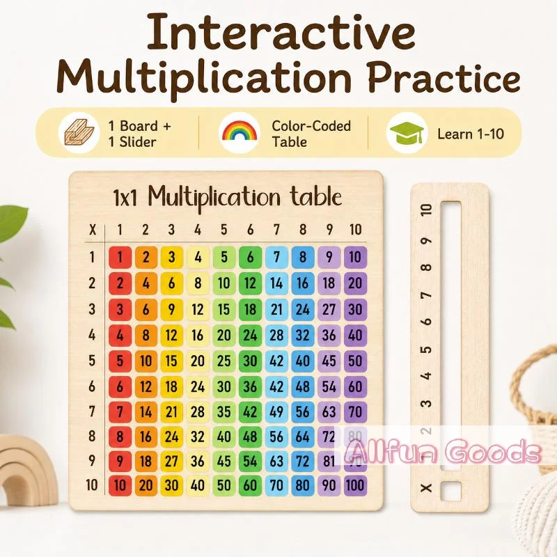 Interactive Inspired Multiplication Table Wooden Board Set — Natural Wood Learning Boards For Math Class & Back-To-School Gifts view 6