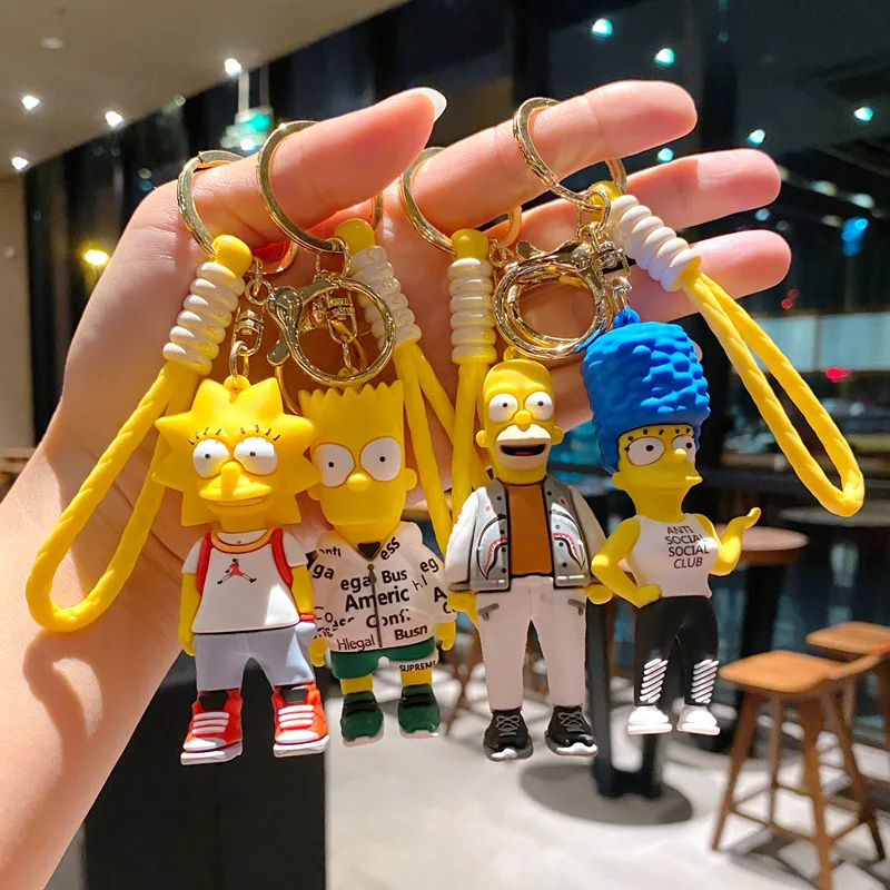 The Simpsons Keychain Anime Figure Bart Homer Marge Lisa for Kids Schoolbag Pendant Cartoon Key Ring Kawaii Car Key Chain Gift