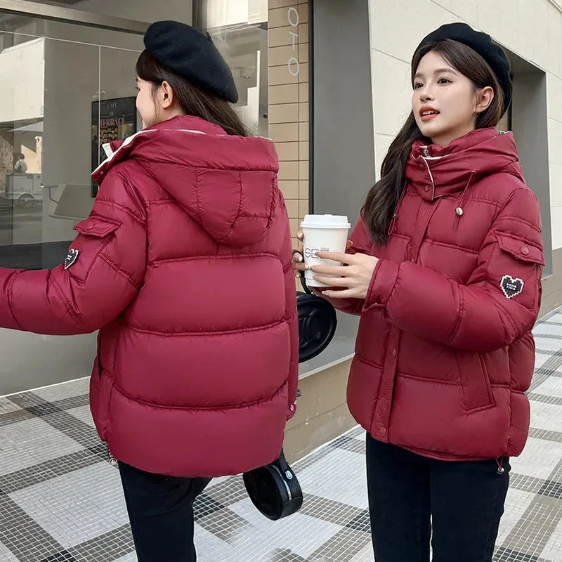 Fashion 2025 New Women Parkas Down Jacket with Hood Autumn Winter Warm Over Size Casual Short Thick Outwear Female Coat