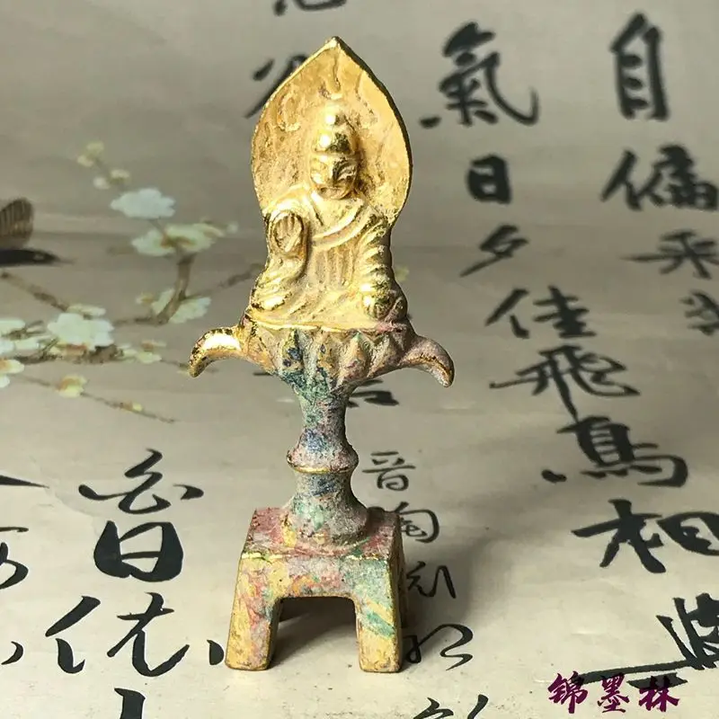 Seated Buddha Leaf Halo Lotus Throne Square Base Ornament Decoration Tea Pet Figurines Desk Decor Accessories