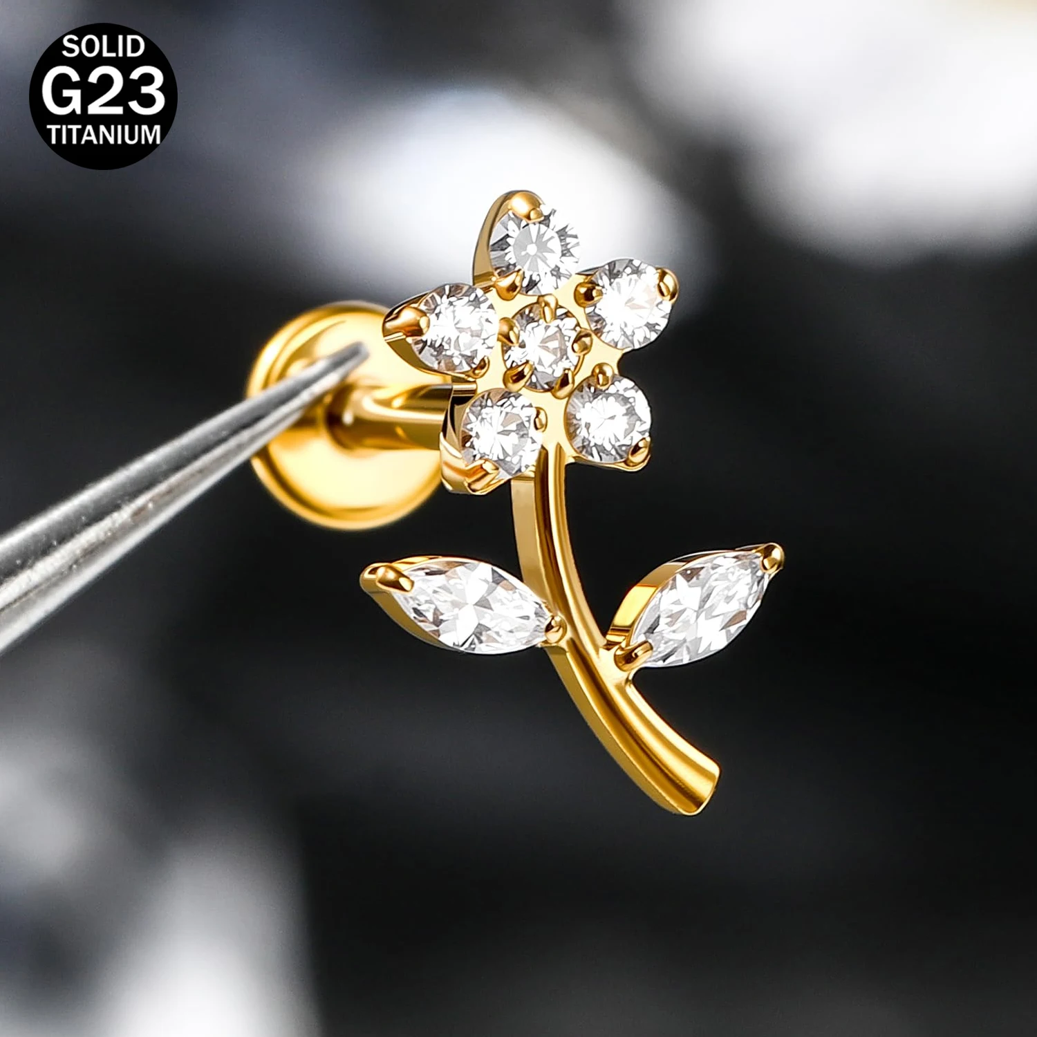 G23 Implant Grade Titanium Flat Back Cartilage Earring Stud 16G 18G Internally Thread Helix Tragus Earrings Women Hypoallergenic