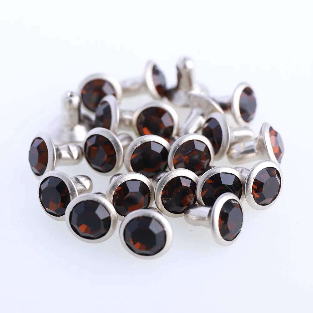 QIIY 6/8 mm Glasnieten Strass Glitzer Kristall AB Silber Rand Steine Ohrstecker mit Pflege Strasssteinen für DIY Kleidung Dekoration – Detail 9