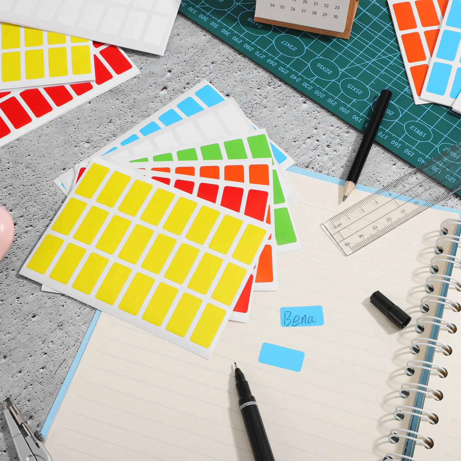 6Packs Colorful Label Stickers Variety Colors High Adhesion Writable Surface Office Home School Organization Marking