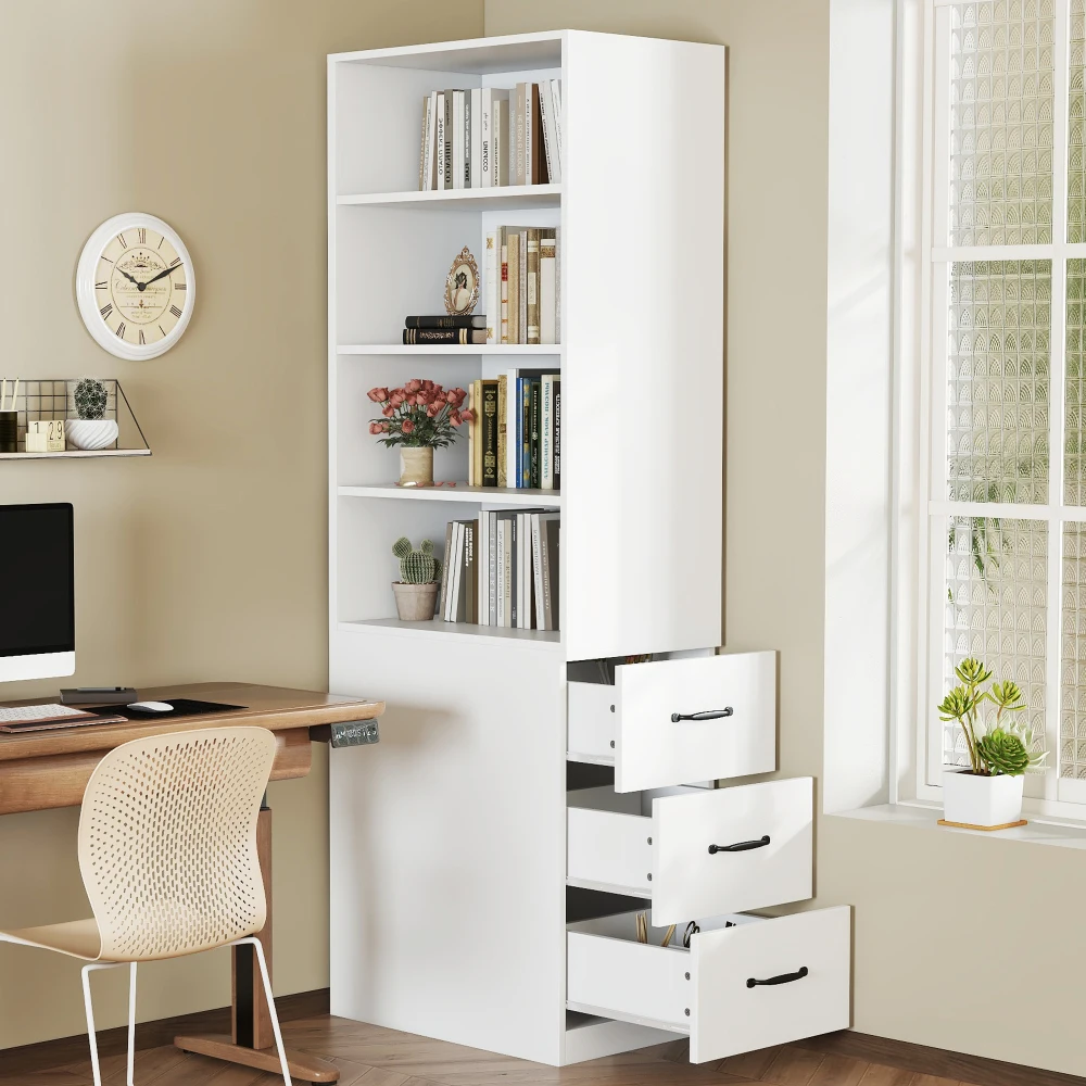 Kleine boekenkast met wielen, met planken en laden, links/rechts omkeerbare configuratie, valbeveiliging, nachtkastje