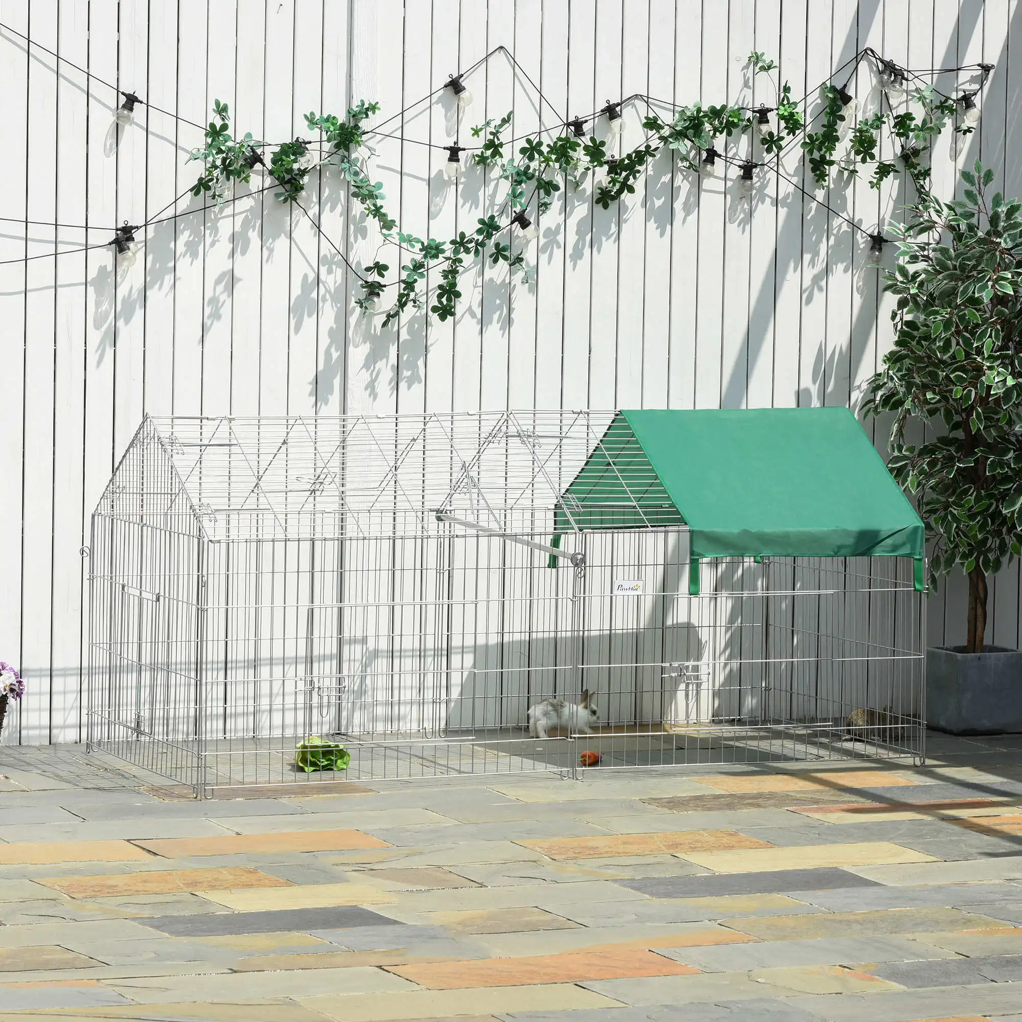 PawHut Jaula Recinto para Animales Pequeños 220x103x103 cm con 2 Puertas y Techo