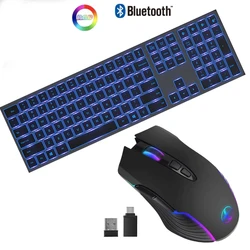 Kombination aus kabelloser Tastatur und Maus mit 7 Farben und Hintergrund beleuchtung, wiederauf ladbarem Bluetooth-Tastatur set in voller Größe