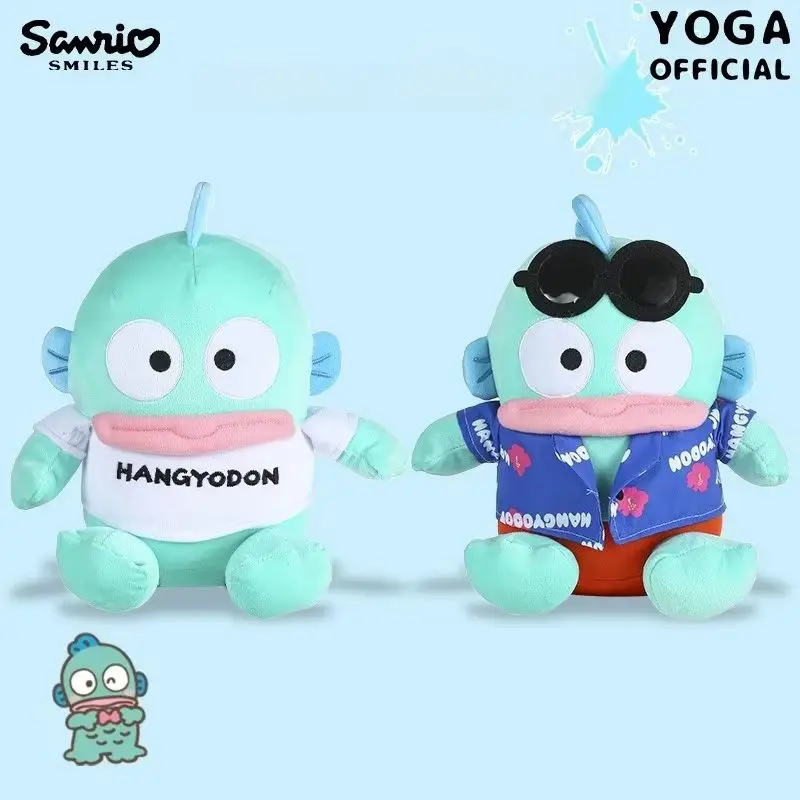 Miniso Sanrio Hangyodon muñeca de media sirena, juguete de peluche, lindo abrazo, muñeca de dormir, juguetes de decoración de habitación, regalo de cumpleaños para niños