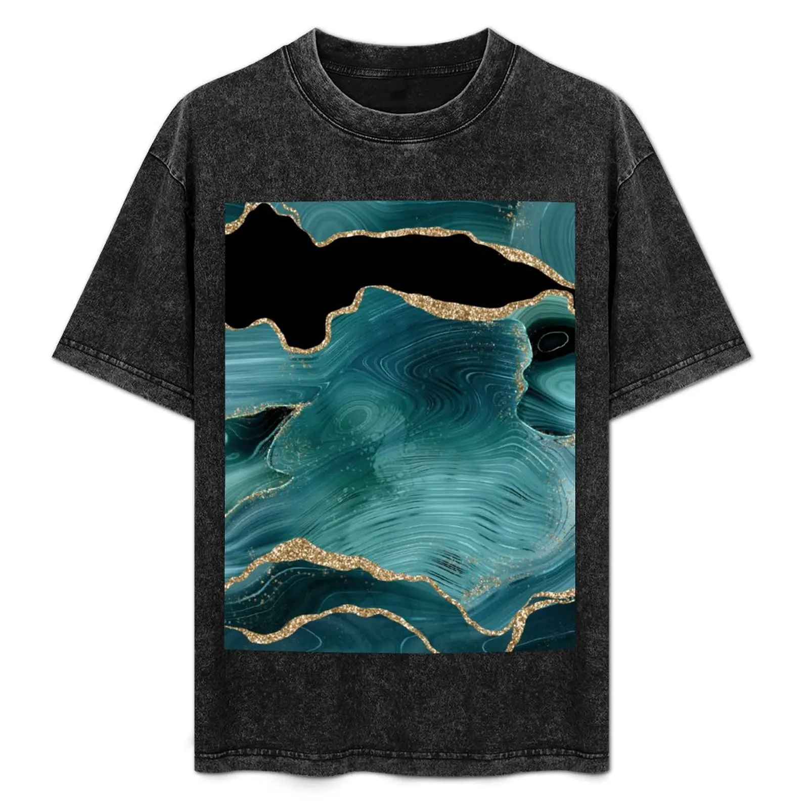 

Teal and gold glitter agate marble texture - Gorgeous and luxurious T-Shirt man t shirt graphics tee shirts for men