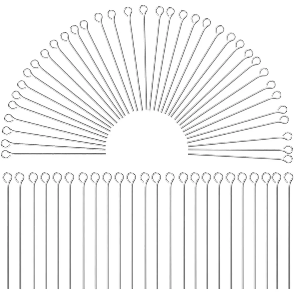 

1 коробка, 600 шт., булавки для ювелирных изделий, 50 мм, булавки для глаз из нержавеющей стали 304, булавки для сережек с петлей, ювелирные булавки, фурнитура для сережек, заколки для глаз
