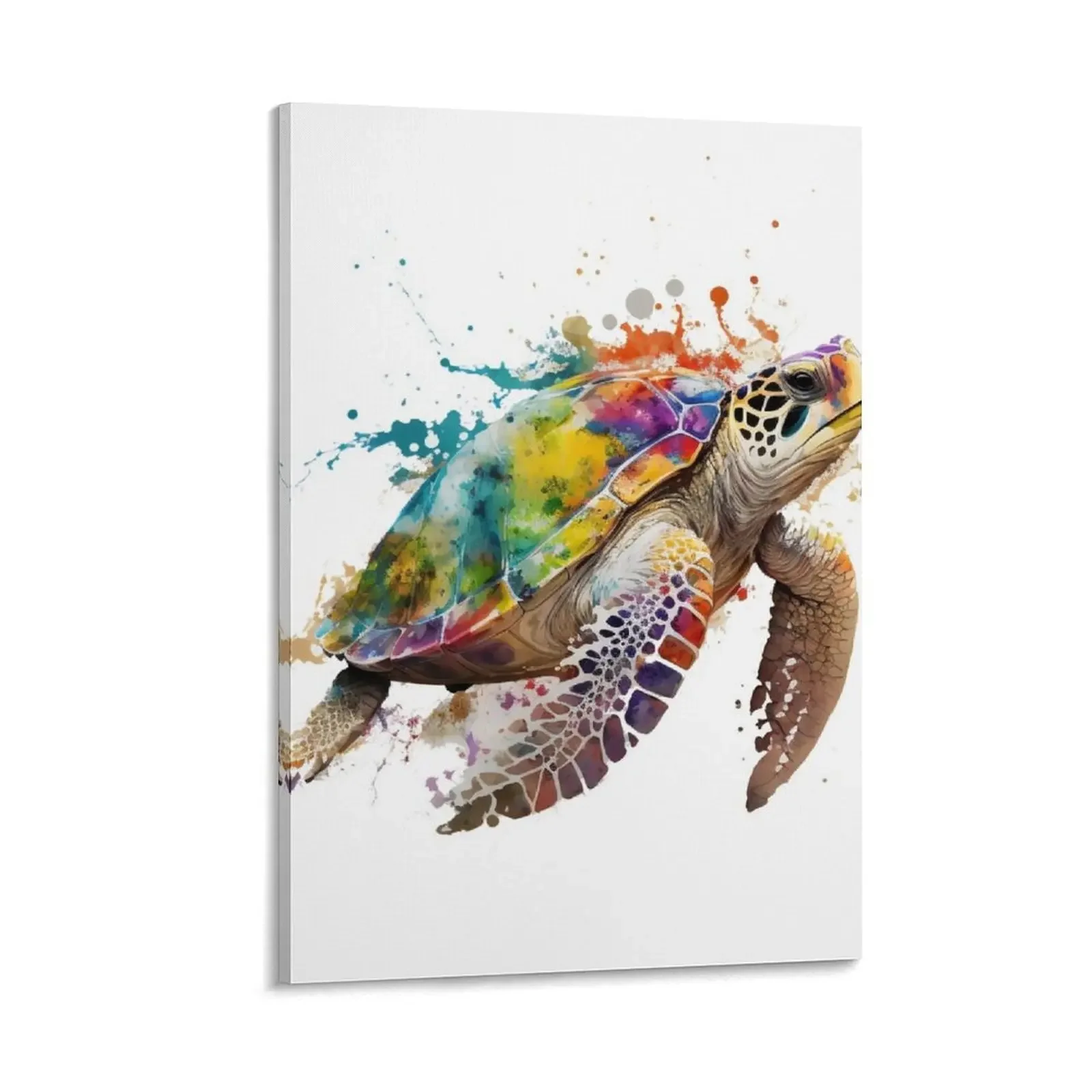 

The Majestic Sea Turtle - Dripping Ink Art Style Canvas Painting office decoration Bedroom deco cute room decor
