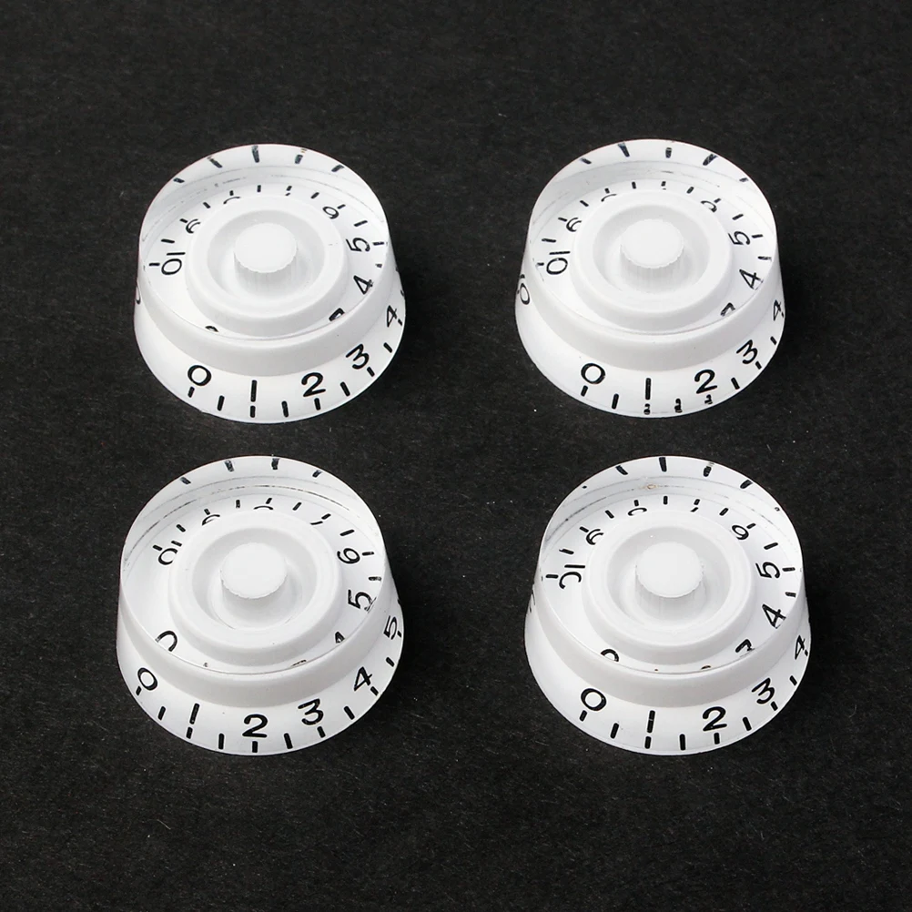 

4 PCS/ Large Circle Knob Electric Guitar Knobs Volume and Tone Black Letter White