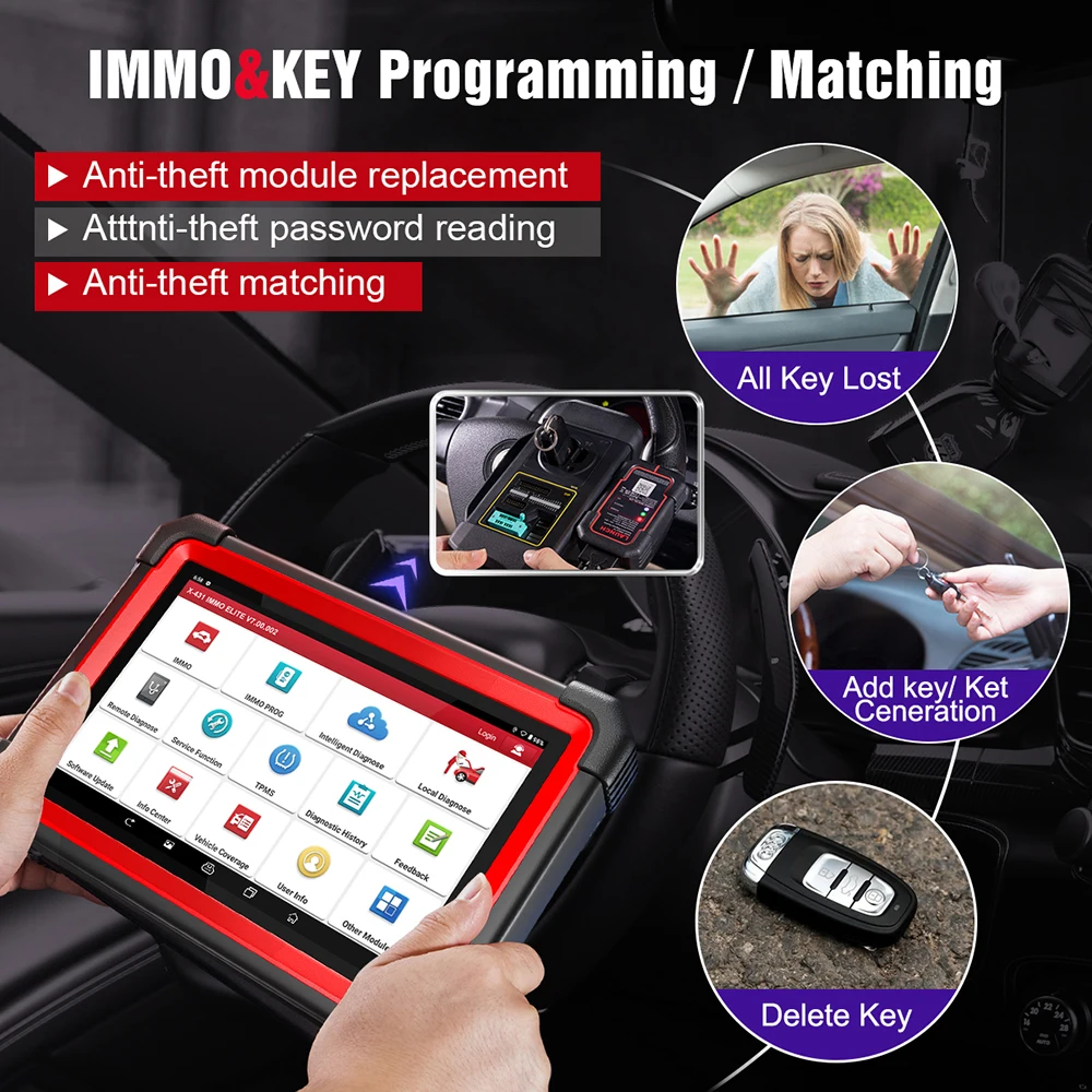 LAUNCH X431 IMMO ELITE Key Programmer Auto Key Tools OBD2 All System Diagnostic Scanner 39 Reset Smart X-PROG 3 Anti-Theft