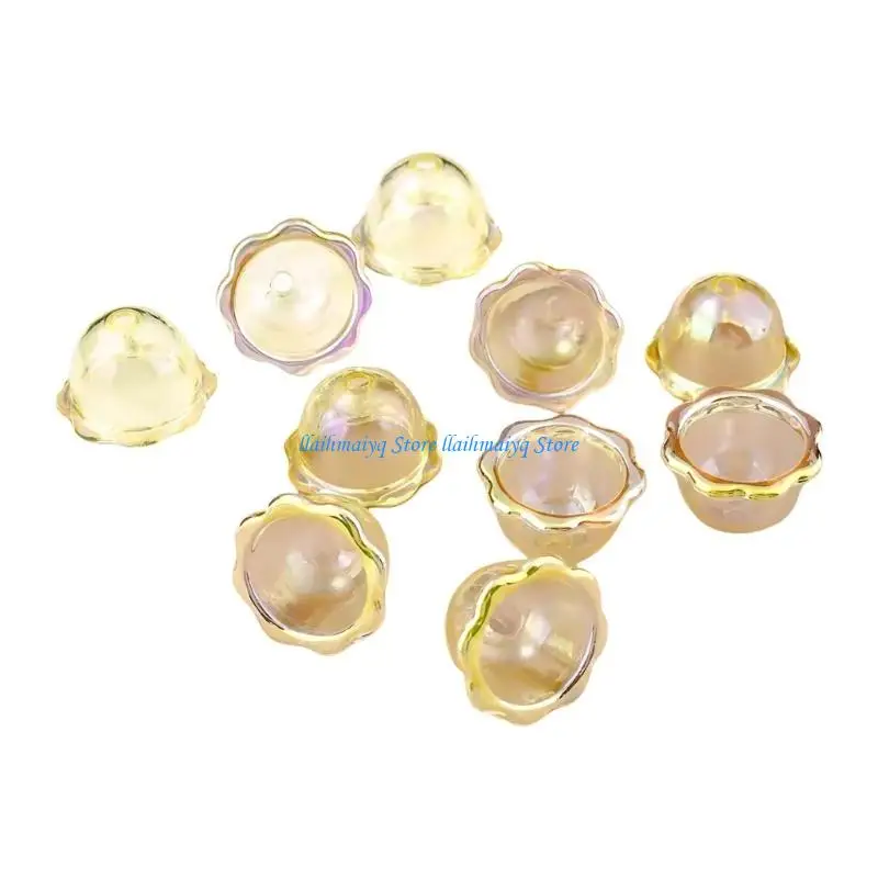 

573B 10pcs Vibrant Acrylic Flower Bead Caps Accessory for Handmade Jewelry Creations