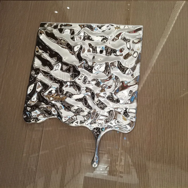 Stainless steel creative teardrop wall decoration, indoor mall, hotel, restaurant wall hanging craft decoration