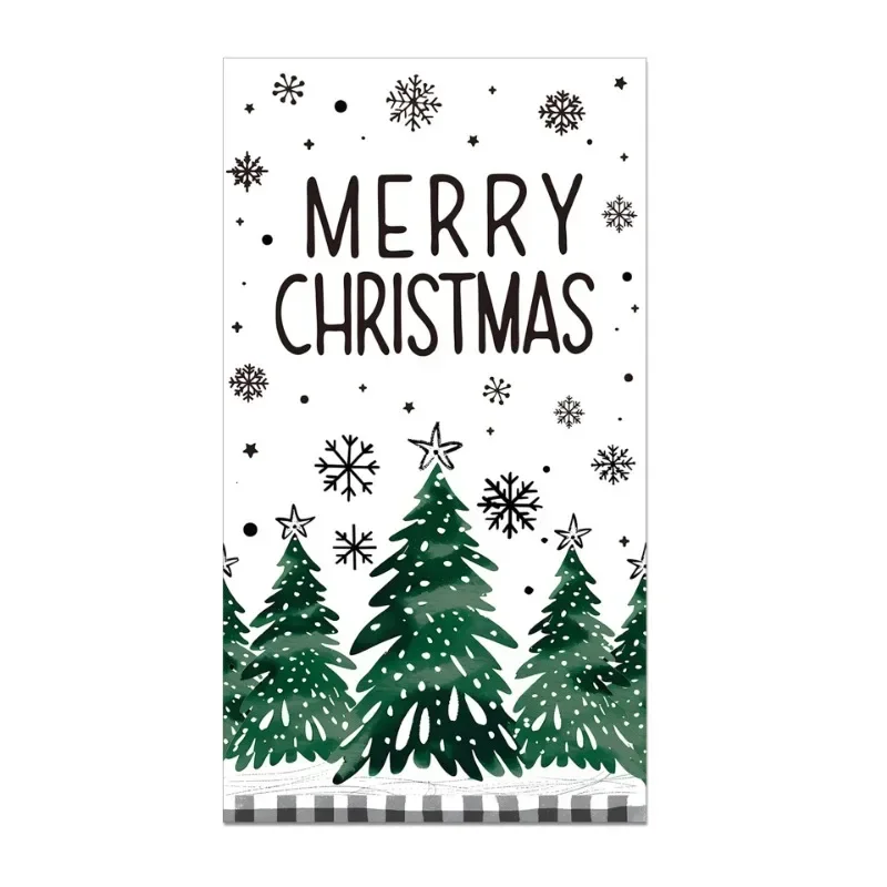 20pcs 34.2*40.6cm Long Paper Napkins Christmas Tree Snowflake Pattern Large Size Napkins Christmas Decoration Paper Placemats