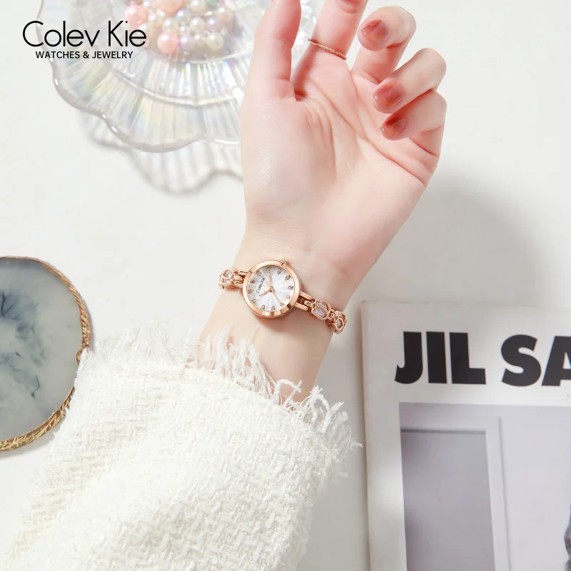 ColevKie Woman Watch Jewelry Diamond Bracelet Strap Small Round Quartz Watches Fashion Luxury Elegant Ladies Wristwatch Gift Set