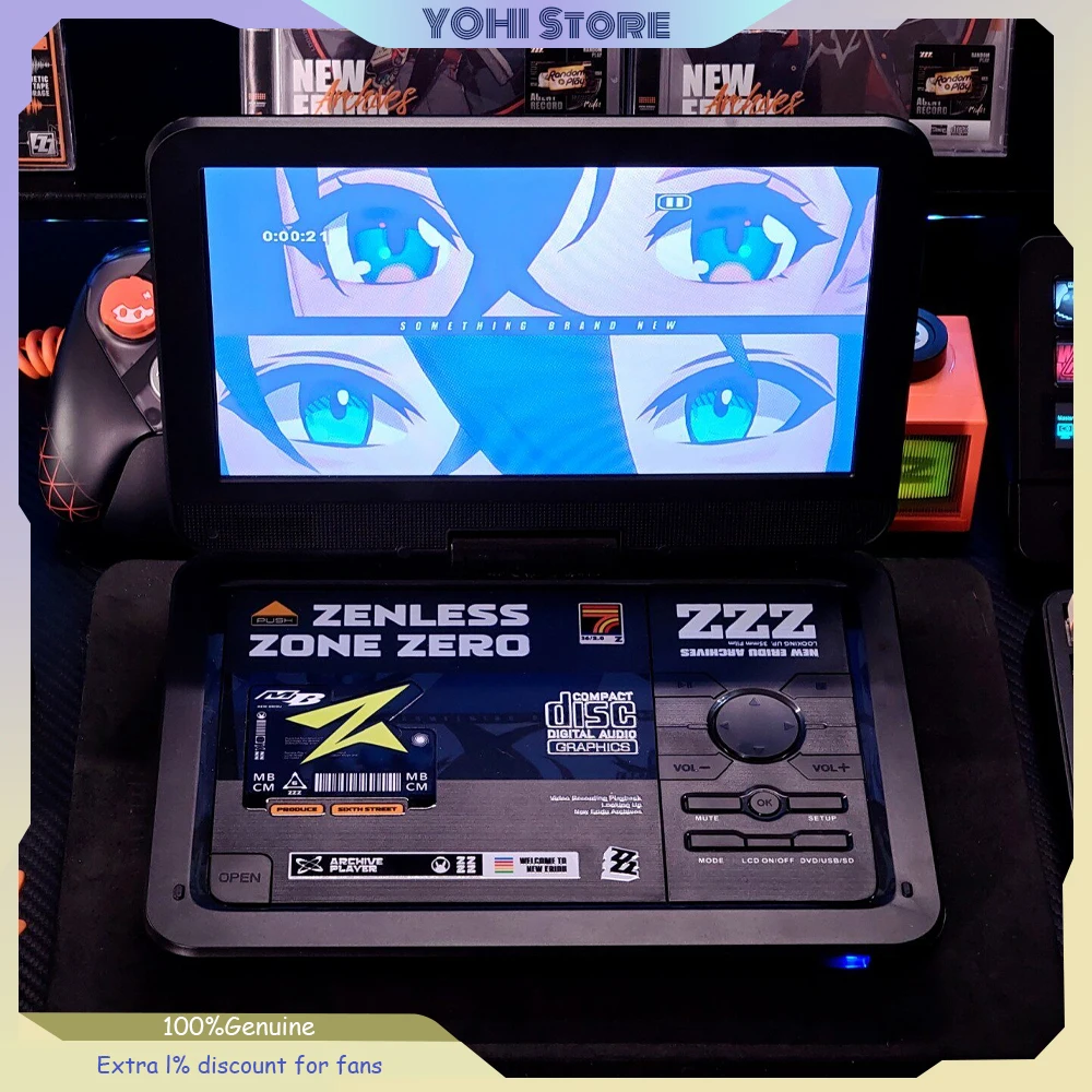 Zenless Zone Zero Themed DVD Player 10.5-inch Screen Unofficial Peripherals AV/IN Port: Audio Video Input Compatible DVD VCD CD