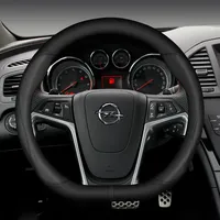 For Opel OPC LINE Astra J H G K Insignia Corsa D B E Mokka 37-38cm Car Steering Wheel Cover PU Leather Auto Accessories