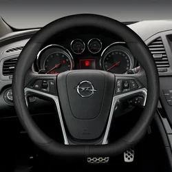 For Opel OPC LINE Astra J H G K Insignia Corsa D B E Mokka 37-38cm Car Steering Wheel Cover PU Leather Auto Accessories