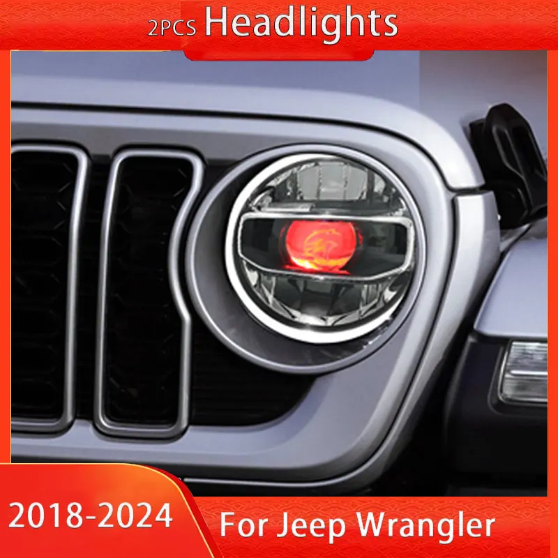 Car Styling for Jeep Wrangler Headlight 2018-2024 Wrangler Head Lights DRL Turn Signal High Beam Projector Lens