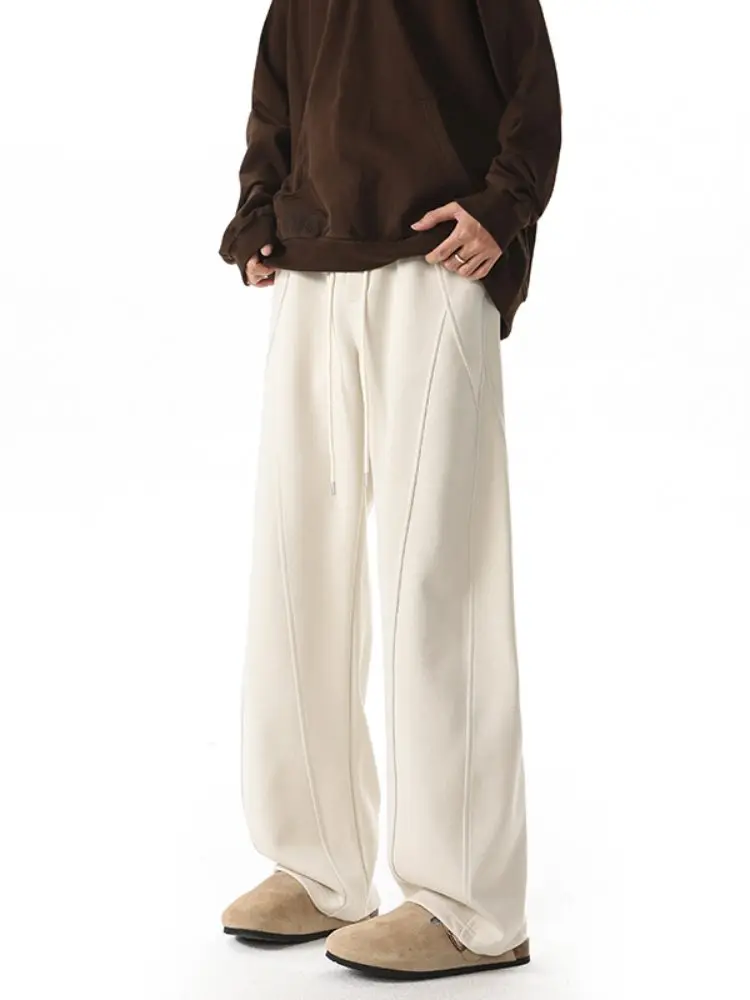 

Мужские брюки American High Street Knife Pants: модные весенние спортивные штаны с широкими штанинами, в стиле пэчворк, ретро, универсальные, прямые, повседневные.