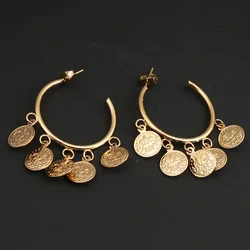 Dicai New Women Coin Earrings Fashion Jewelry Wholesale Earrings Coin Arabic Wedding Jewelry Party Favors Earings for Womens