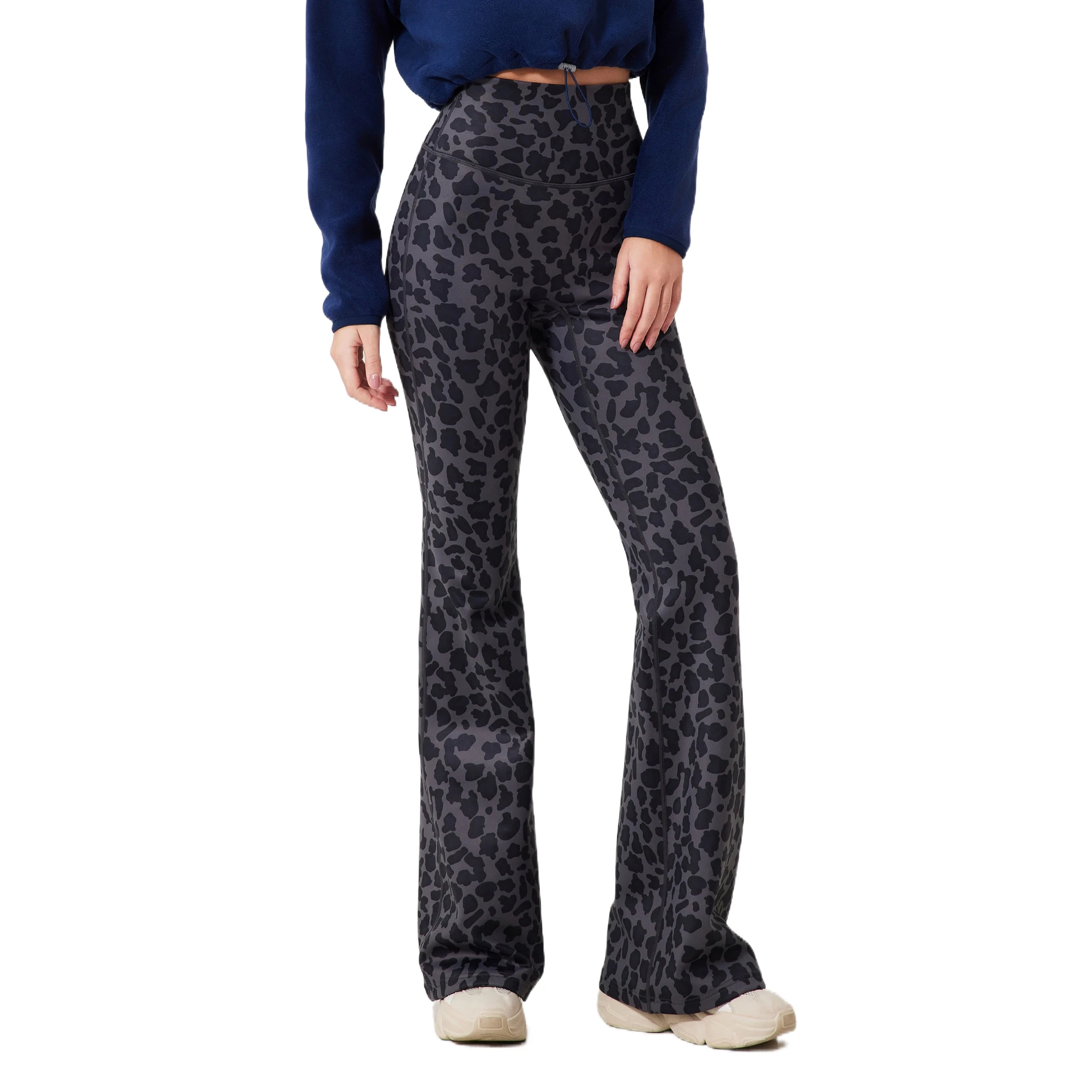 

Mermaid Curve Leopard Print fleece-lined Flared Pants Yoga Pants Warm High Waist Hip Lifting Fitness Outer Wear Sports Pants