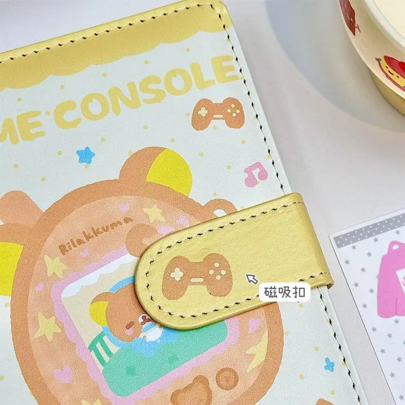 A6 60 Pages Japanese Anime Kiiroitori Rilakkuma Cortex Notepad Magnetic Snap Fastener Loose Leaf Detachable Friends Holiday Gift