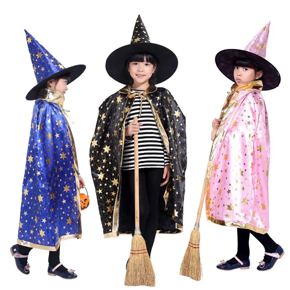 

Children Children Halloween Stars Hats Cosplay Witch Clothes Halloween Cloak Cosplay Cloak Show Costumes Performance Costumes