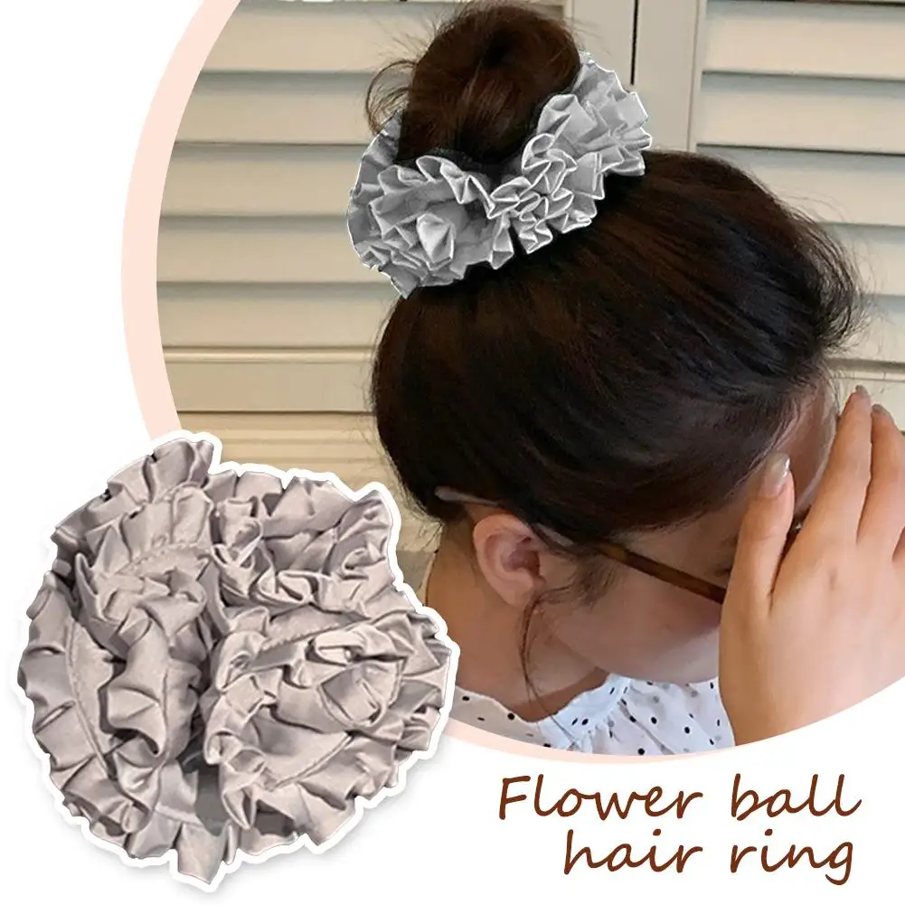 Big Flower Lolita Lace Scrunchies INS Fashion Large Hair Ties Rope Hair Folds Elastic Satin Solid Hair Color Ties Accessori I6M5