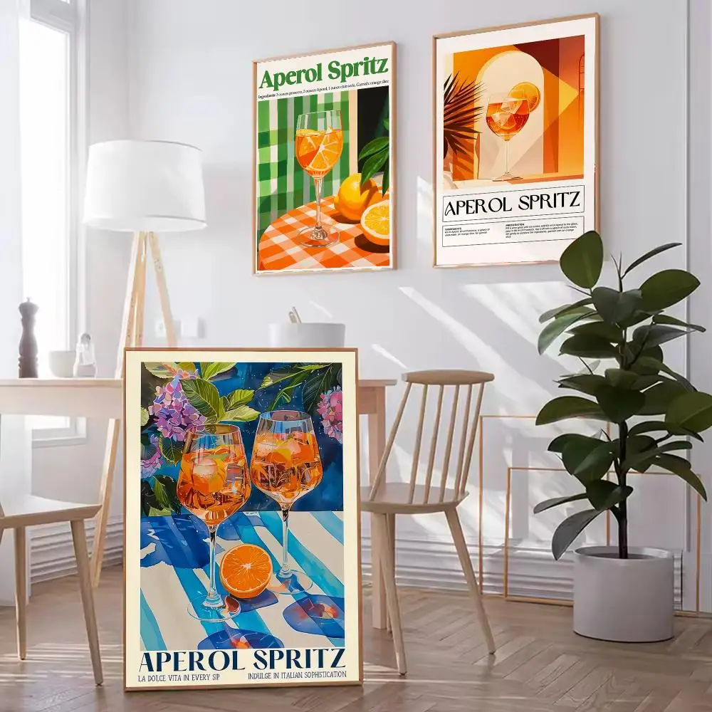 Aperol Spritz HD Wall Art Poster Retro Italian Travel Cocktail Kitchen Decor Trendy Vintage Summer Bar Cafe Home Gift