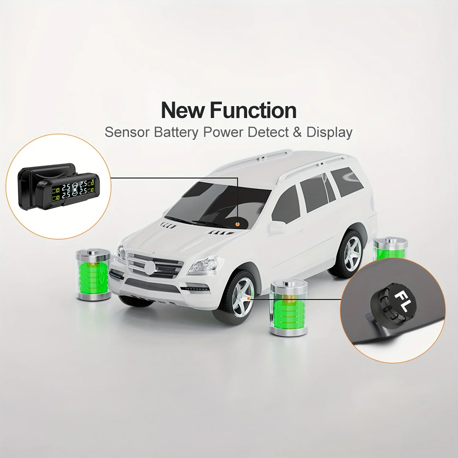 نظام مراقبة ضغط الإطارات يعمل بالطاقة الشمسية لسيارة SUV بيك اب MPV ORV TPMS طقم أجهزة استشعار خارجية لاسلكية قوس قابل للفصل