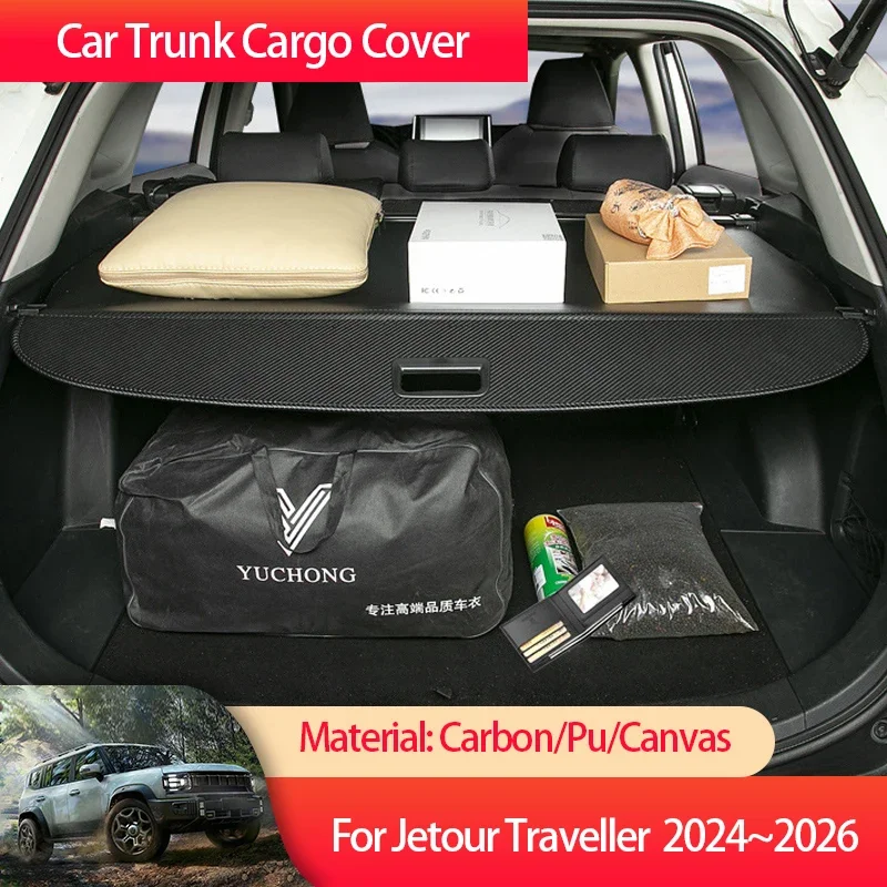 

For Jetour Traveller Shanhai T2 2024~2026 2025 SUV Car Trunk Cargo Cover Luggage Storage Rear Boot Tray Security Shielding Shade